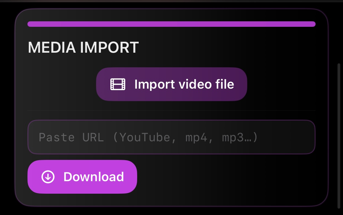 Media Import panel